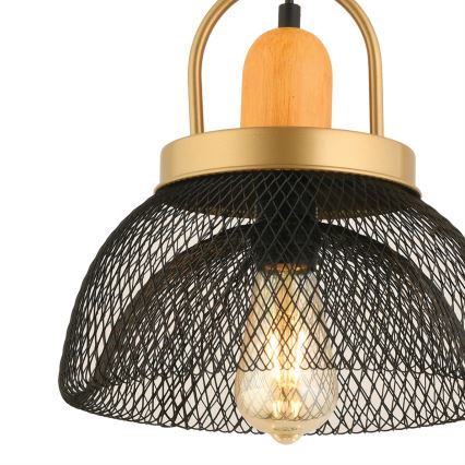 Lustru na vrv MONZA 1xE27/40W/230V premer 29 cm črna/zlata