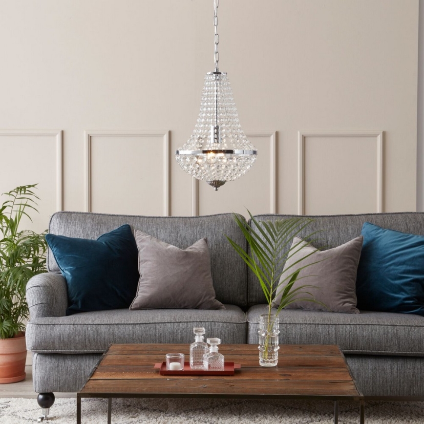 Markoslöjd 104889 - Zatemnitveni kristalni lestenec na verigi GRÄNSÖ 1xE27/60W/230V