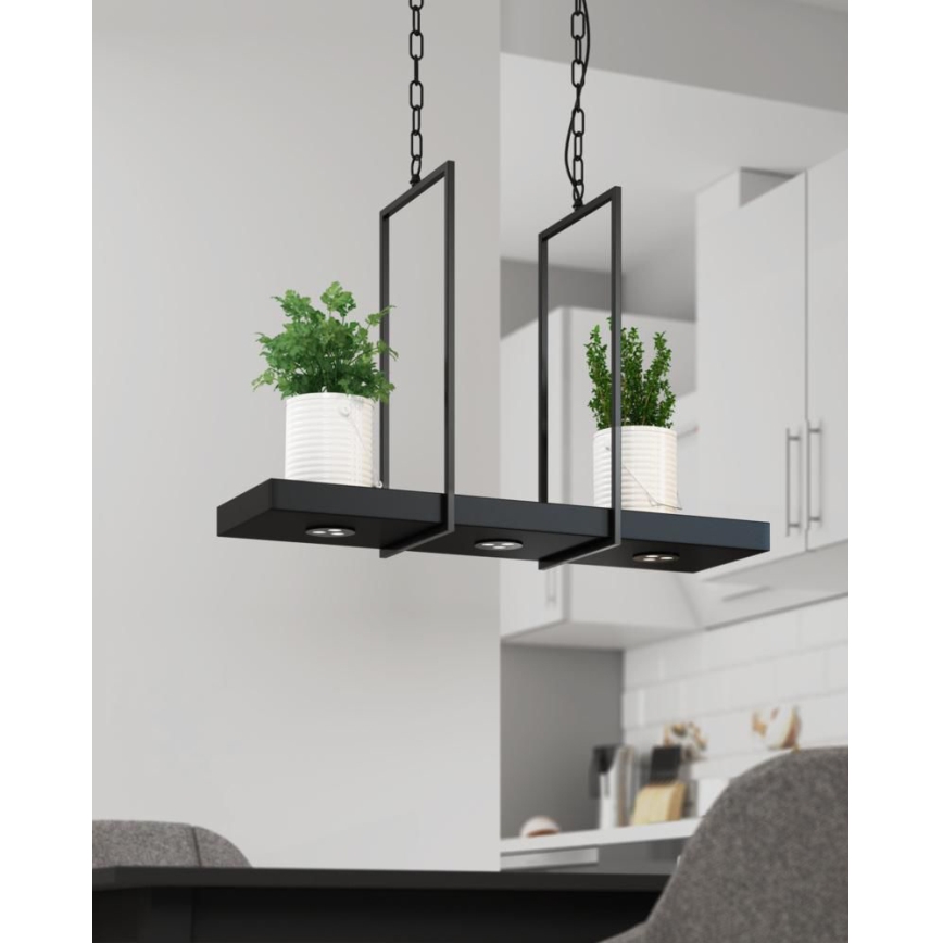 Markoslöjd 105780 - LED Zatemnitveni lestenec na verigi TRAY 3xLED/3W/230V črna