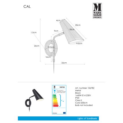 Markslöjd 106782 - Stenska svetilka CAL 1xE14/40W/230V