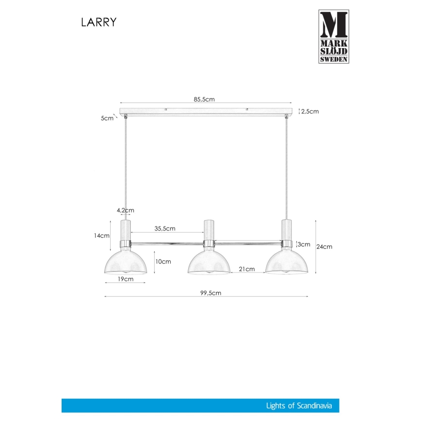 Markslöjd 106855 - Lestenec na vrvici LARRY 3xE27/60W/230V