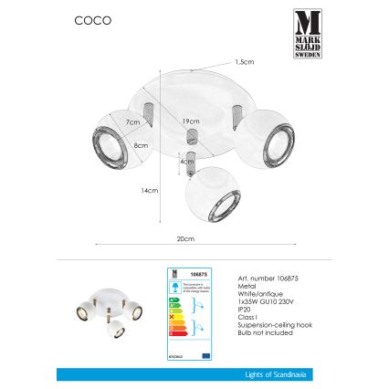 Markslöjd 106875 - Reflektor COCO 3xGU10/35W/230V bela