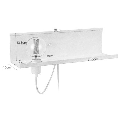 Markslöjd 106969 - Zatemnitvena stenska svetilka z USB vtičnico MULTI 1xE27/60W/230V