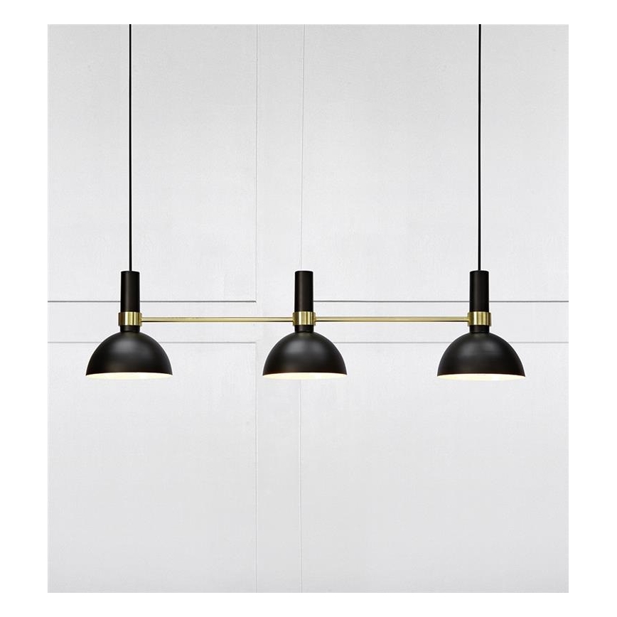 Markslöjd 106971 - Lestenec na vrvici LARRY 3xE27/60W/230V črna/zlata