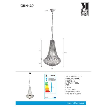 Markslöjd 107027 - Kristalni lestenec na verigi GRÄNSÖ 2xE14/40W/230V