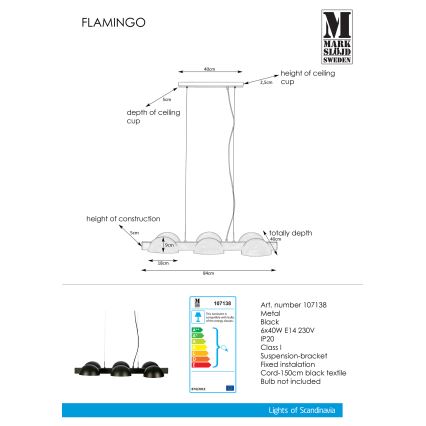 Markslöjd 107138 - Lestenec na vrvici FLAMINGO 6xE14/40W/230V črna