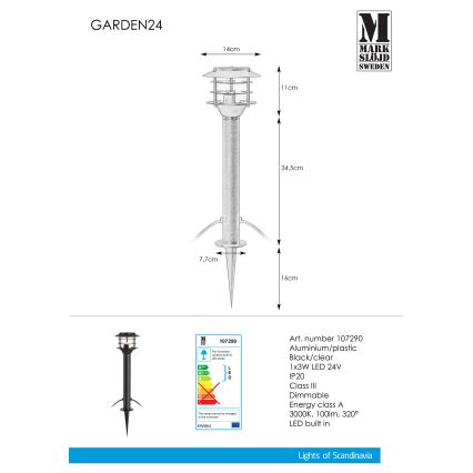 Markslöjd 107290 - LED Zunanja svetilka GARDEN 24 LED/3W/24V 45 cm IP44 črna
