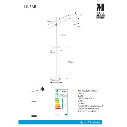 Markslöjd 107307 - Stoječa svetilka z USB LINEAR 1xE14/40W/230V