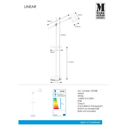 Markslöjd 107308 - Stoječa svetilka z USB LINEAR 1xE14/40W/230V