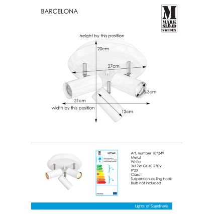 Markslöjd 107349 - Reflektor BARCELONA 3xGU10/12W/230V