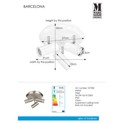 Markslöjd 107350 - Reflektor BARCELONA 3xGU10/12W/230V