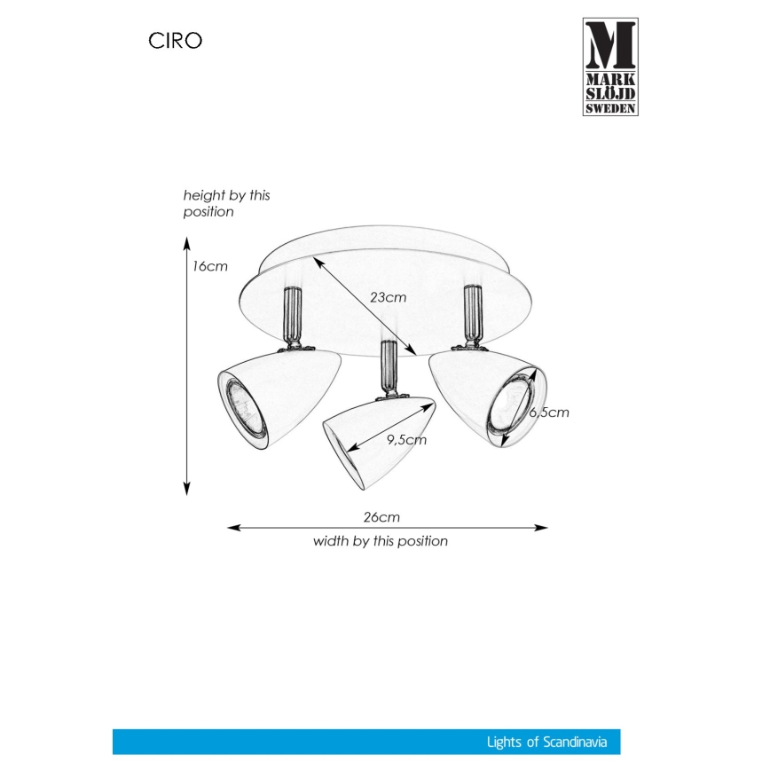 Markslöjd 107412 - Reflektor CIRO 3xGU10/35W/230V