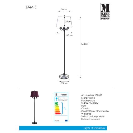Markslöjd 107530 - Stoječa svetilka JAMIE 3xE14/40W/230V