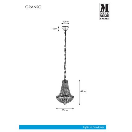 Markslöjd 107550 - Kristalni kopalniški lestenec na verigi GRÄNSÖ 2xG9/20W/230V IP44