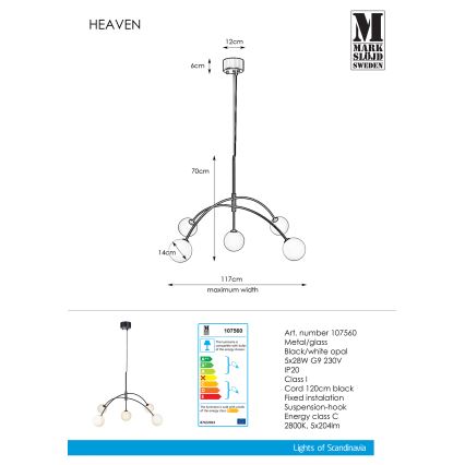 Markslöjd 107560 - Lestenec na vrvici HEAVEN 5xG9/28W/230V