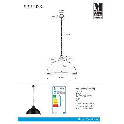 Markslöjd 107736 - Lestenec na verigi EKELUND 1xE27/60W/230V