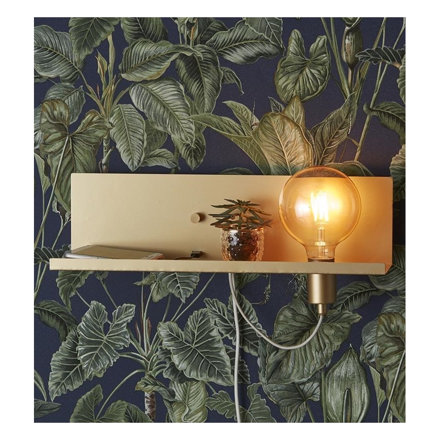 Markslöjd 107791 - Zatemnitvena stenska svetilka z USB vtičnico MULTI 1xE27/60W/230V
