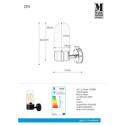 Markslöjd 107800 - Kopalniška stenska svetilka ZEN 1xE27/15W/230V IP44
