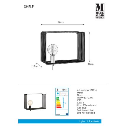Markslöjd 107814 - Stenska svetilka SHELF 1xE27/60W/230V