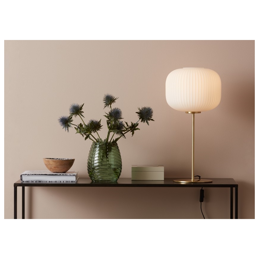 Markslöjd 107819 - Namizna svetilka SOBER 1xE27/60W/230V bela/medenina