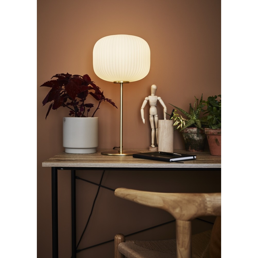 Markslöjd 107819 - Namizna svetilka SOBER 1xE27/60W/230V bela/medenina