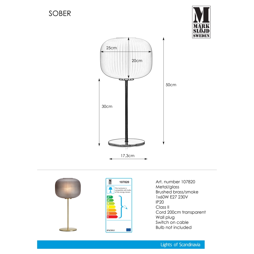 Markslöjd 107820 - Namizna svetilka SOBER 1xE27/60W/230V medenina