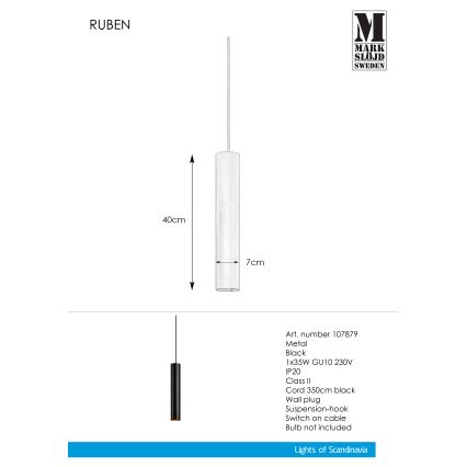 Markslöjd 107879 - Lestenec na vrvici RUBEN 1xGU10/35W/230V