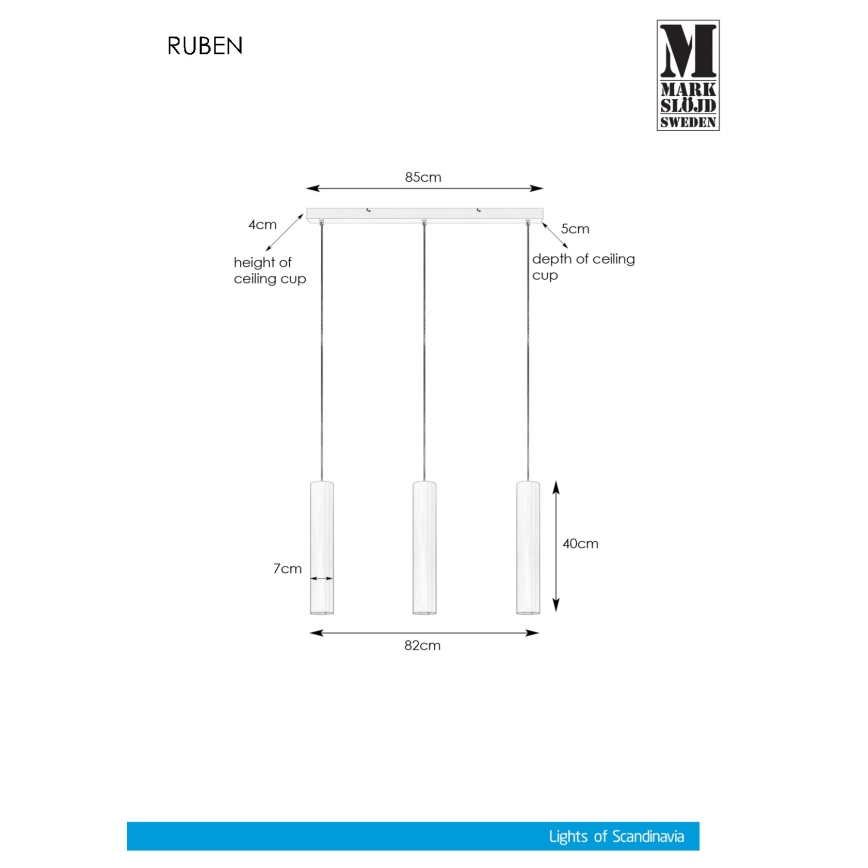 Markslöjd 107883 - Lestenec na vrvici RUBEN 3xGU10/35W/230V