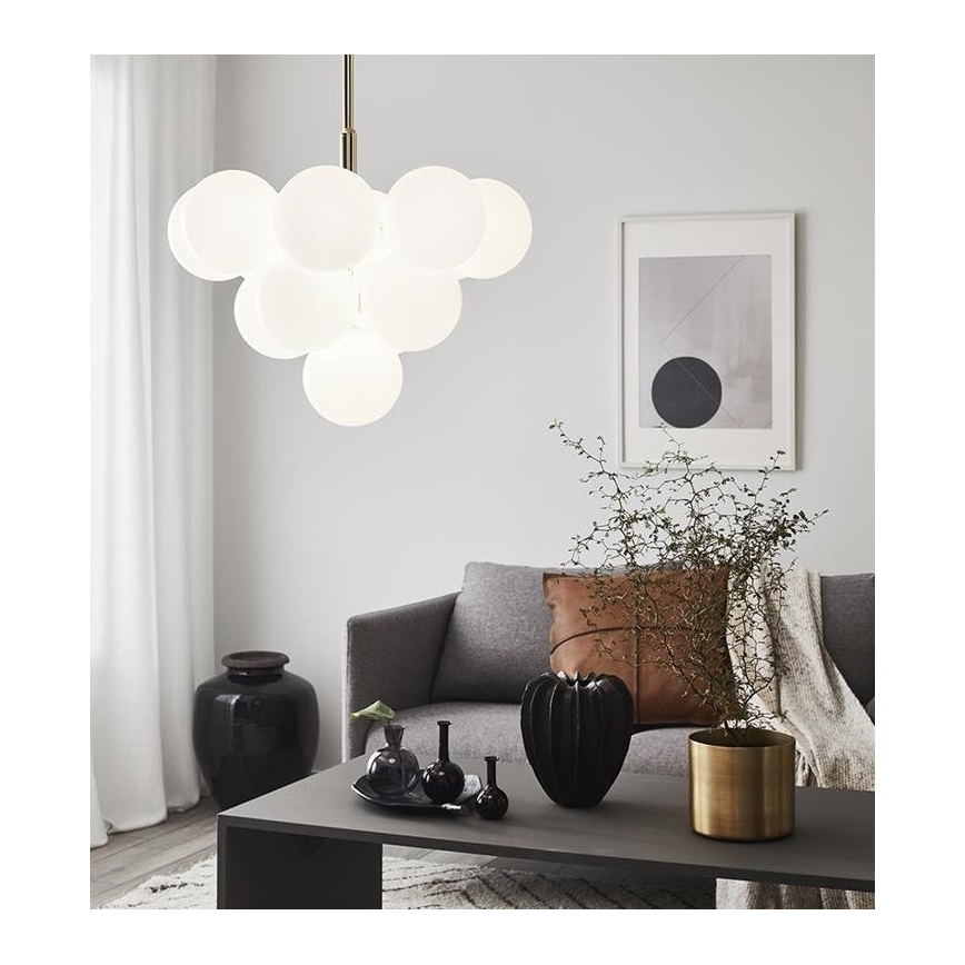 Markslöjd 107903 - Lestenec na drogu MERLOT 13xG9/20W/230V premer 56 cm bela/zlata