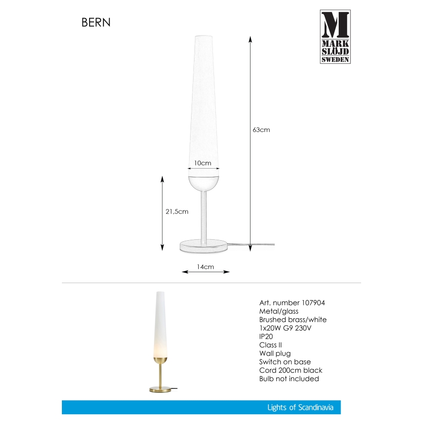 Markslöjd 107904 - Namizna svetilka BERN 1xG9/20W/230V