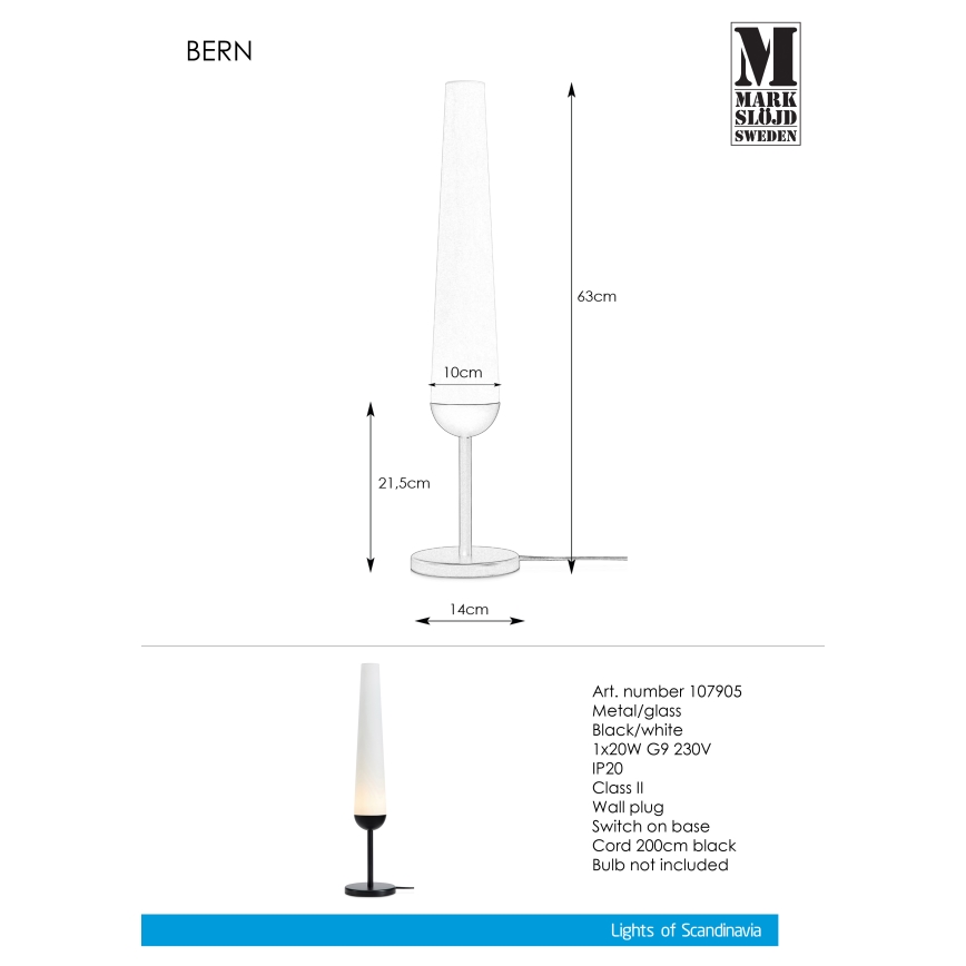 Markslöjd 107905 - Namizna svetilka BERN 1xG9/20W/230V