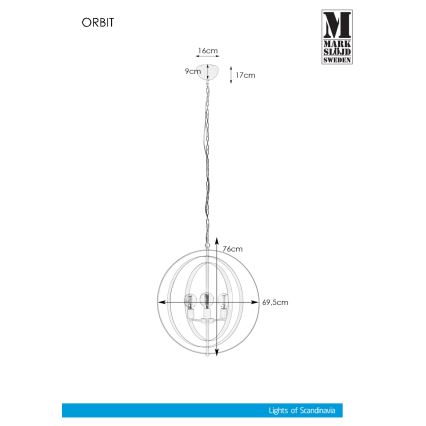 Markslöjd 107941 - Lestenec na verigi ORBIT 3xE27/60W/230V