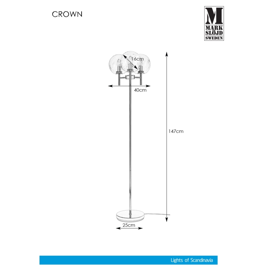 Markslöjd 107947 - Stoječa svetilka CROWN 3xE14/20W/230V