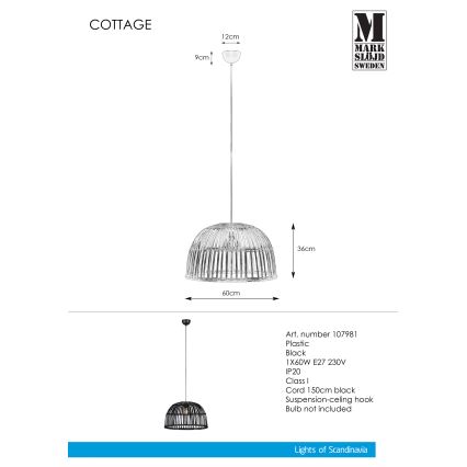 Markslöjd 107981 - Lestenec na vrvici COTTAGE 1xE27/60W/230V