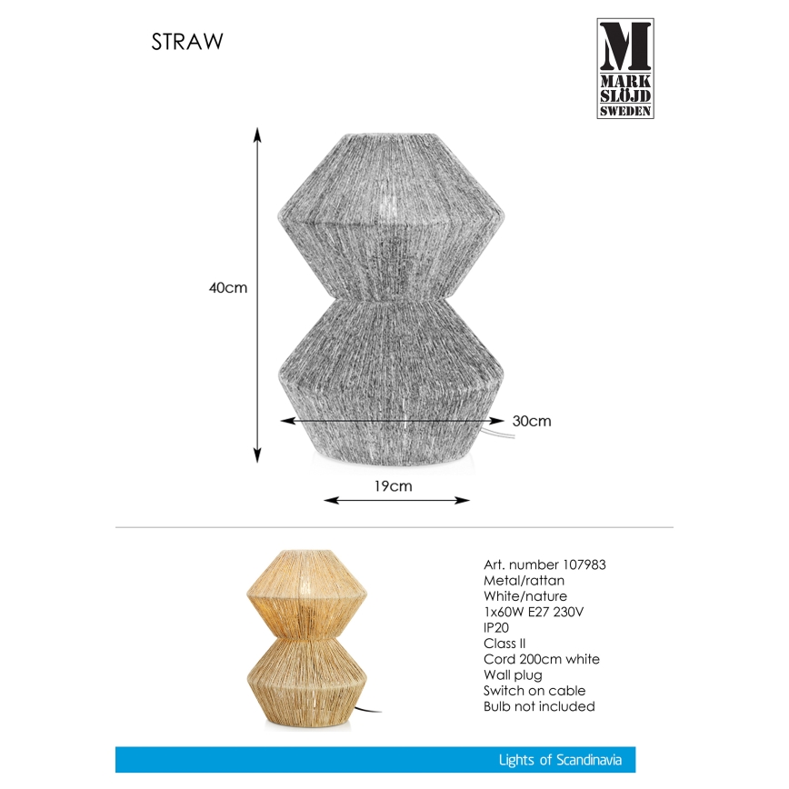 Markslöjd 107983 - Namizna svetilka STRAW 1xE27/40W/230V