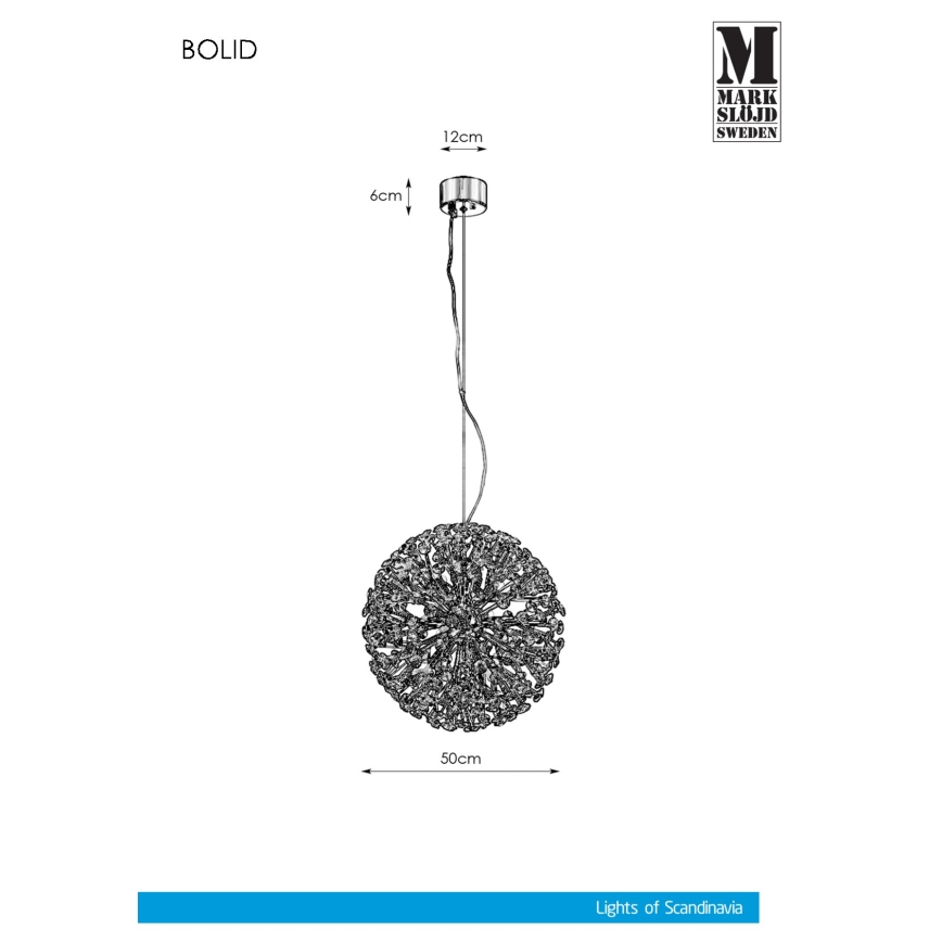 Markslöjd 108101 - Kristalni lestenec na vrvici BOLID 9xG9/20W/230V