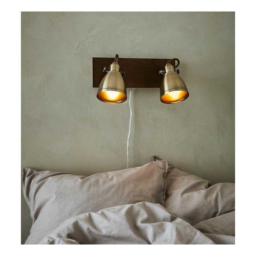 Markslöjd 108214 - Stenski reflektor NATIVE 2xE14/18W/230V medenina/rjava