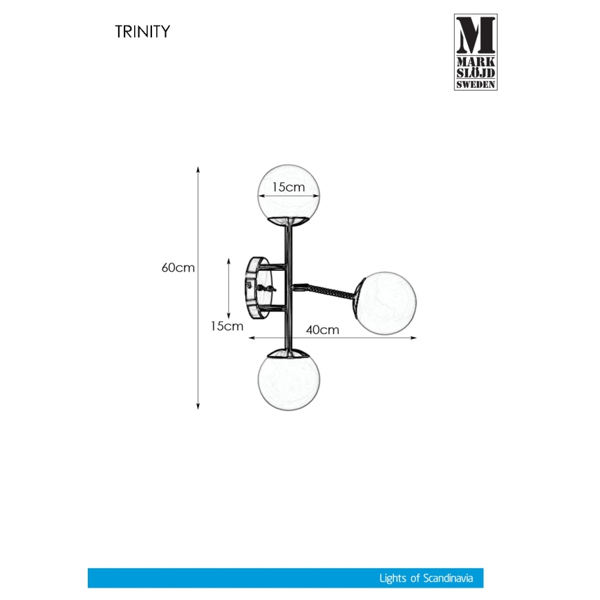 Markslöjd 108253 - Stenska svetilka TRINITY 3xG9/20W/230V zlata/siva
