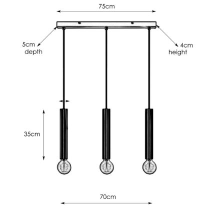 Markslöjd 108261 - Lestenec na vrvici SENCILLO 3xE27/40W/230V zlata
