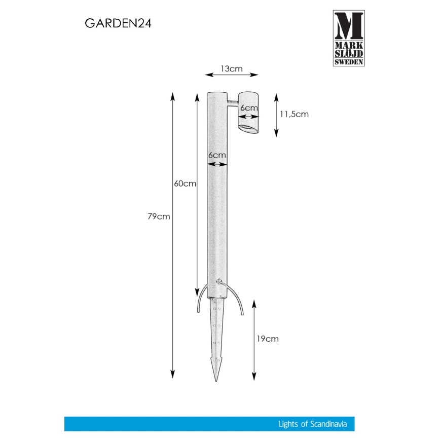 Markslöjd 108485 - LED Zunanja svetilka GARDEN24 LED/6W/24V 60 cm IP44 črna