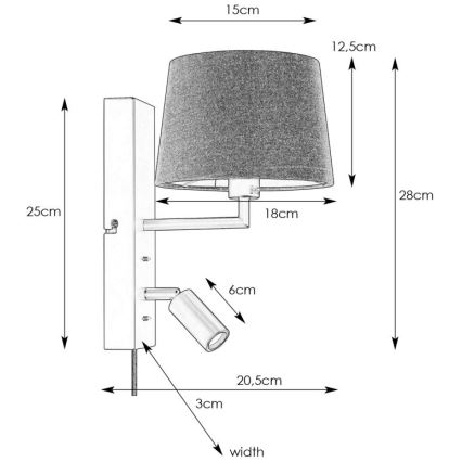 Markslöjd 108595 - LED Stenska svetilka z USB COMO 1xE14/40W/230V + LED/3W črna