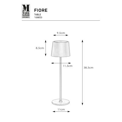 Markslöjd 108653 - LED Zatemnitvena polnilna svetilka FIORE LED/2W/5V IP44 38 cm črna