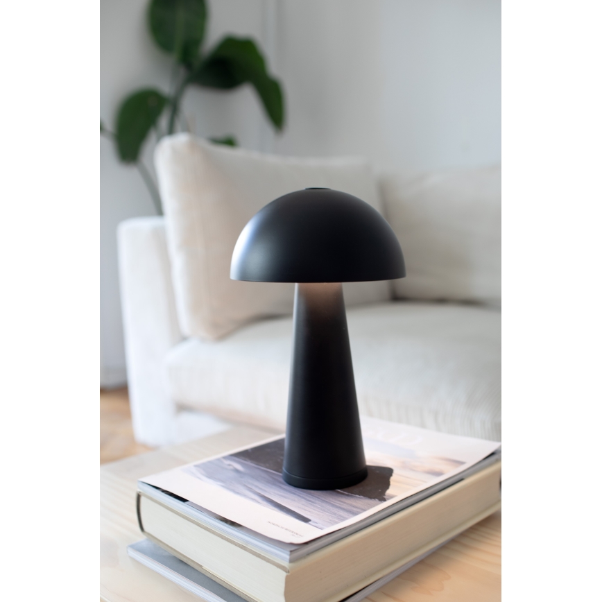 Markslöjd 108655 - LED zatemnjevalna polnilna namizna svetilka FUNGI LED/1,5W/5V 2000 mAh IP44 črna