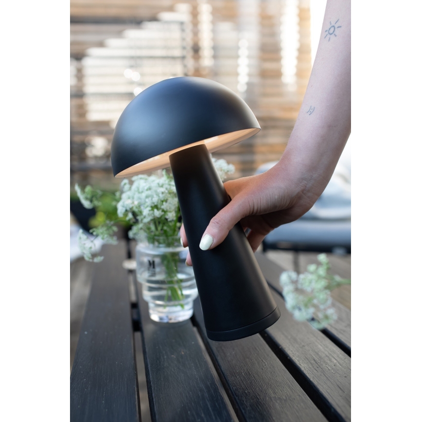 Markslöjd 108655 - LED zatemnjevalna polnilna namizna svetilka FUNGI LED/1,5W/5V 2000 mAh IP44 črna