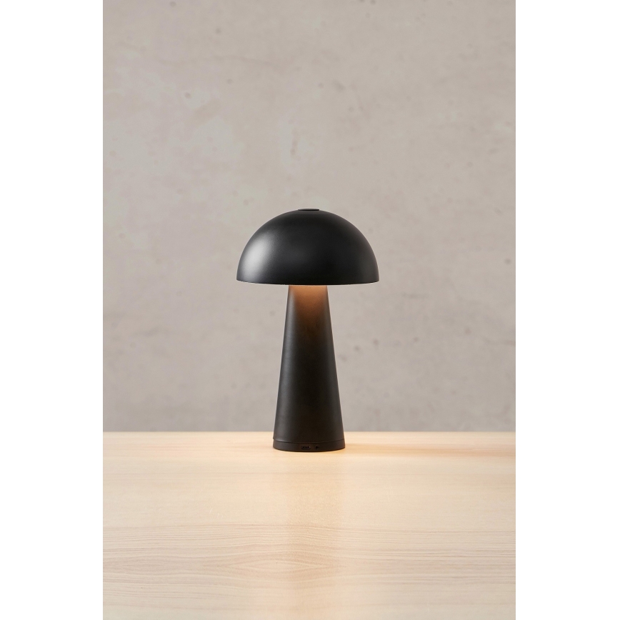 Markslöjd 108655 - LED zatemnjevalna polnilna namizna svetilka FUNGI LED/1,5W/5V 2000 mAh IP44 črna