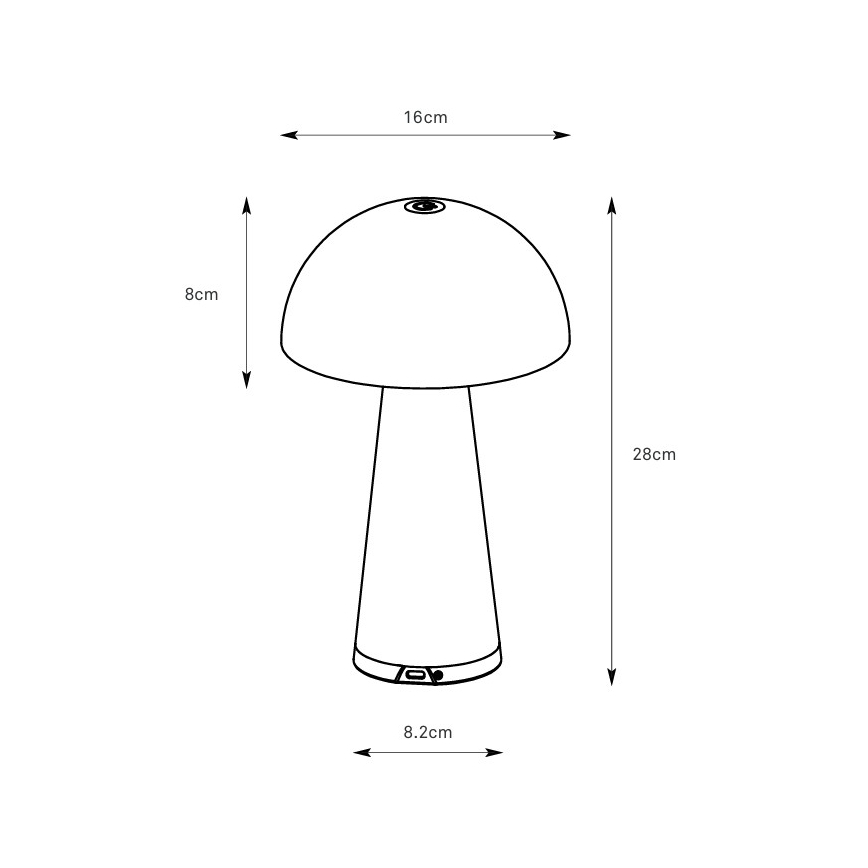 Markslöjd 108655 - LED zatemnjevalna polnilna namizna svetilka FUNGI LED/1,5W/5V 2000 mAh IP44 črna