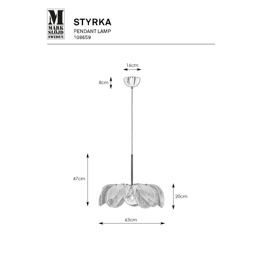 Markslöjd 108659 - Lestenec na vrvici STYRKA 1xE27/40W/230V pr. 63 cm bež