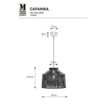 Markslöjd 108667 - Lestenec na vrvici CAPANNA 1xE27/40W/230V medenina