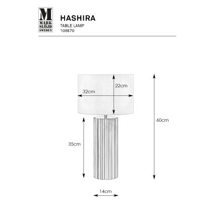 Markslöjd 108670 - Namizna svetilka HASHIRA 1xE27/40W/230V bela/črna