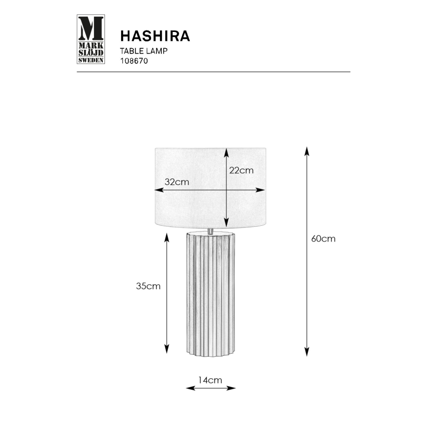 Markslöjd 108670 - Namizna svetilka HASHIRA 1xE27/40W/230V bela/črna
